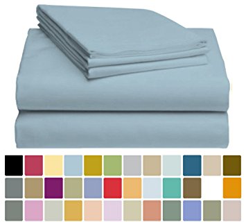 LuxClub Bamboo Sheet Set - Viscose from Bamboo - Eco Friendly, Wrinkle Free, Hypoallergenic, Antibacterial, Moisture Wicking, Fade Resistant, Silky, Stronger & Softer than Cotton - Light Blue Queen