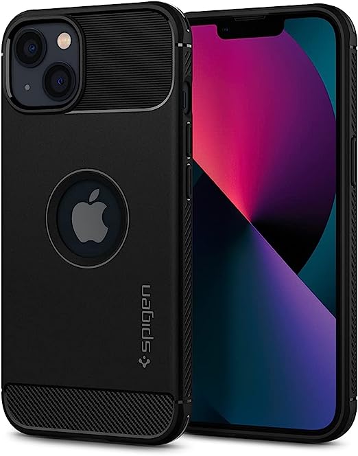 Spigen Rugged Armor Case Compatible with iPhone 13 - Matte Black, ACS03518