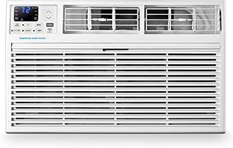 Emerson Quiet Kool 230V 12,000 BTU Smart Through-The-Wall Air Conditioner with Remote, Wi-Fi, and Voice Control, 12000 WiFi, White