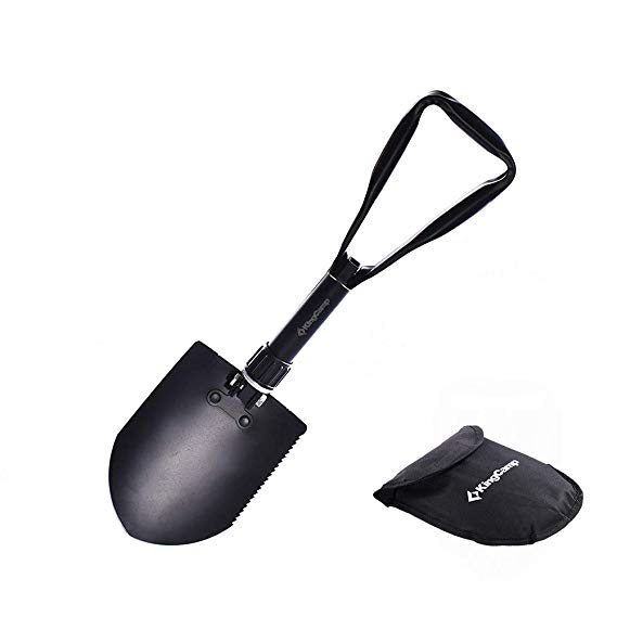 KingCamp Military Portable Folding Shovel and Pickax, Compact Multifunctional Entrenching Tool with Nylon Carry Case for Hiking, Hunting, Fishing, Gardening, Camping, Backpacking, Emergencies