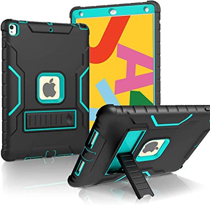 BMOUO for iPad 10.2 2019 Case, iPad 7th Generation Case with Built-in Screen Protector, 10.2" iPad Case Heavy Duty Rugged Full-Body Drop Protection Stand Case Cover for iPad 10.2-Inch 2019 Gen 7th, Black