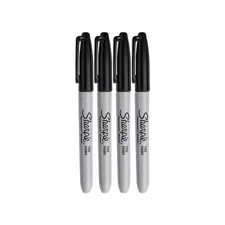 Sharpie Permanent Markers, Fine Point, Black Ink (4-Pack)