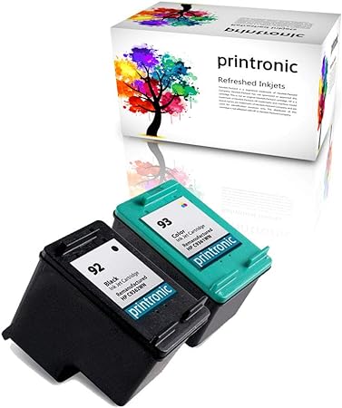 Printronic Remanufactured Ink Cartridge Replacement for HP 92 HP 93 for PhotoSmart C3135 C3140 C3150 C3180 7850 Officejet 6310 PSC 1507 1510 Deskjet 5420 5440 5443 (1 Black, 1 Color)