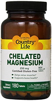 COUNTRY LIFE Chelated Magnesium Tablet, 180 Count