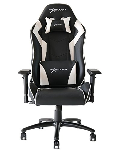 E-WIN High Back Computer Gaming Office Chair With Headrest and Lumbar Support, Ergonomic designs Extremely Durable PU Leather Steel Frame Racing Chair
