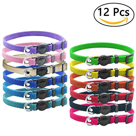 OFPUPPY 12 Pcs Puppy Litter ID Collars Breakaway - Velvet Safety Identification Collars - for Newborn Pets with Record Keeping Charts