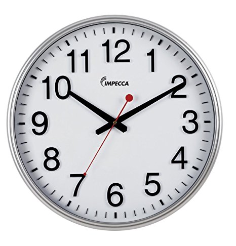 Impecca Non Ticking 18-Inch Extra Large Railway Wall Clock, Silver