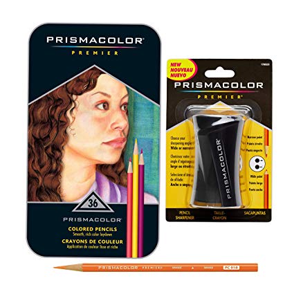 Prismacolor Premier Colored Pencils, Soft Core, 36 Pack with Pencil Sharpener