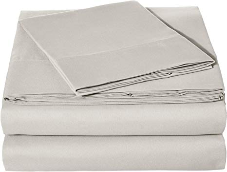 AmazonBasics Lightweight Super Soft Easy Care Microfiber Sheet Set with 16" Deep Pockets - Twin, Light Grey, 4-Pack