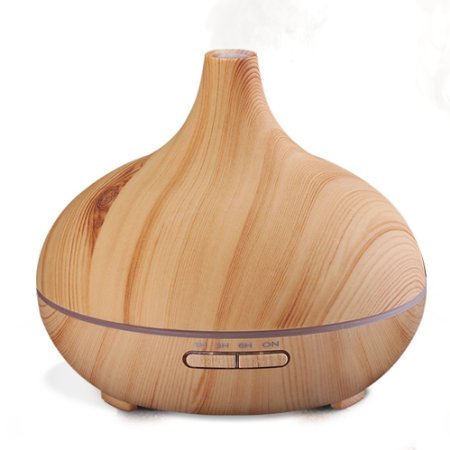 VicTsing 300ml Cool Mist Ultrasonic Oil Diffuser with 7-color LED Lights in Wood Grain