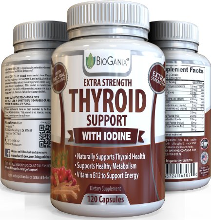 Best Thyroid Support Complex Supplement 120 Caps 1 Helper for Overactive Underactive Thyroid  Boosts Energy and Metabolism - With Iodine B12 Magnesium Kelp Plus Other Raw Herbs and Vitamins