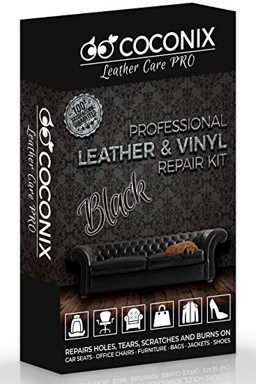 Coconix Black Leather and Vinyl Repair Kit - Restorer of Your Couch, Sofa, Car Seat and Your Jacket - Super Easy Instructions - Restore Any Material, Genuine, Italian, Bonded, Bycast, PU