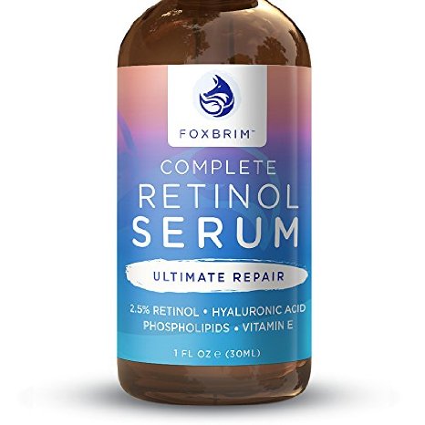 Complete Retinol Serum 25 Phospholipid Based - Organic Liquid Facelift To Reduce Wrinkles Crows Feet and Fine Lines for Both Men and Women - Foxbrim 1OZ