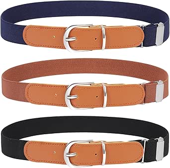 AWAYTR Kids Girls Elastic Belts - 3 Pcs Adjustable Uniform Belt for Girls and Boys, Fit 3-10 Years