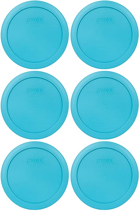 Pyrex 7201-PC 4 Cup Surf Light Blue Round Plastic Food Storage Lid - 6 Pack