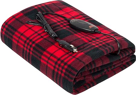 Sojoy Heated Blanket, Electric Blanket Throw 40"x60", 3 Fast Heating Levels,30'/45'/60' Min Auto Off, UL Certification, Overheating Protection, Fleece Heating Blanket (Black and Burgundy)
