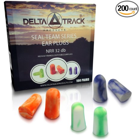 Delta Track Ear Plugs - Seal Team Series Medium Firmness Disposable Foam Earplugs, High NRR Protection at BEST affordable Price. Shooting, Hunting, Concerts, Swimming, Sleeping, Snoring, Construction