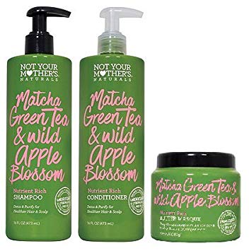 Not Your Mothers Naturals Matcha Green Tea & Wild Apple Blossom Nutrient Rich Shampoo, Conditioner & Butter Masque, Set of 3
