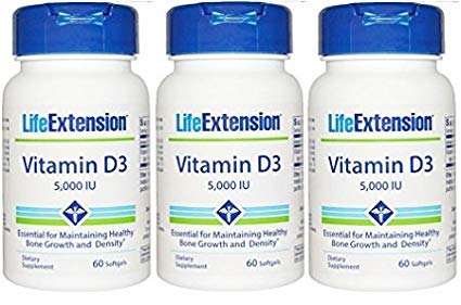 Life Extension Vitamin D3 5000 IU 60 softgels (3 Pack)