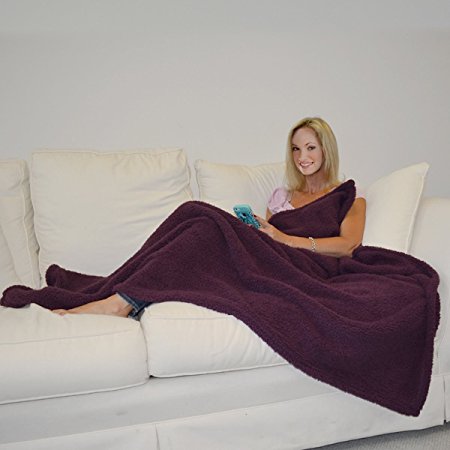 Napa® Luxury Shu Velveteen Throw Blanket, Soft Blankets for Adults, All Seasons Plush Blanket, Cozy Reversible Fuzzy Blanket, Best Gift for Women, Purple, 50" x 60"