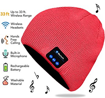 Bluetooth Beanie, Rechargeable Unisex Wireless Beanie Hat with Control Panel, Removable Stereo Headphones, Charges via USB, Unique & Delightful Christmas Gift for Your Friends and Families by HANPURE