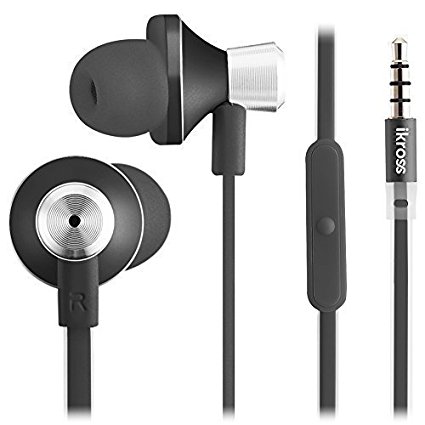 iKross Premium Noise-Isolation Stereo In-Ear 3.5mm Earbuds Earphones with In-Line Remote Control & Mic Microphone for Apple iPhone 6s Plus, 6s, 6 Plus, 6, iPad Air 2, Mini, iPod, Samsung Galaxy, Motorola, HTC, SONY, LG, Nokia, Nexus, Android Smartphones, Tablets, MP3 Players, Computers, Laptops and more Audio Devices - Black (IKHS10B)