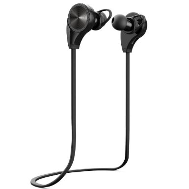 Bluetooth Headphones Maxtronic V41 with Noise Isolating Microphone Sweatproof Flat Cord Mini Lightweight Heavy Bass in-Ear Stereo Wireless Bluetooth Earbuds Headset Earphone Luxury Black