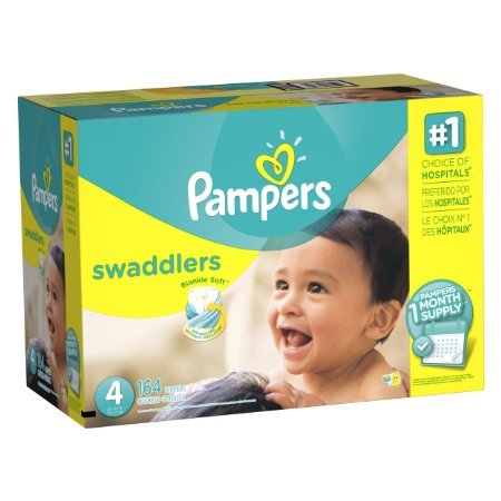 Pampers Swaddlers Diapers, Size 4, One Month Supply, 164 Count (Packaging May Vary)