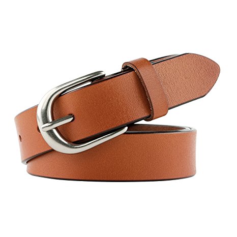 JASGOOD New Arrival Genuine Leather Belt for Women with Classic Polished Alloy Buckle