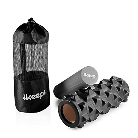 Ikeepi 2 in 1 Foam Roller Deep Tissue Massage Physical Therapy For Trigger Point Release Muscle Massage Myofascial Release Alleviates Workout Pain, Cellulite, Lactic Acid with Free Carry Case