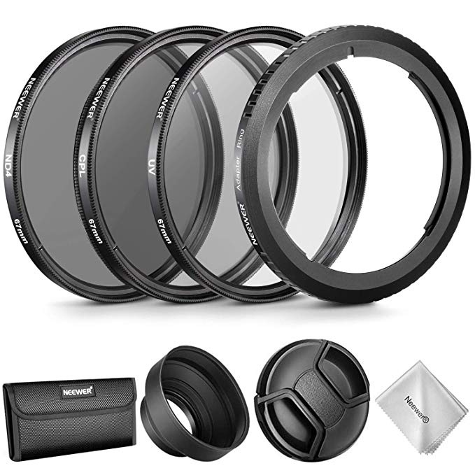 Neewer Lens Accessory Kit for Canon PowerShot SX530 HS, SX520 HS, SX60 HS, SX50 HS, SX40, Includes: Filter Adapter Ring   67mm Filter Set(UV/CPL/ND4)   Rubber Lens Hood   Lens Cap   Filter Pouch