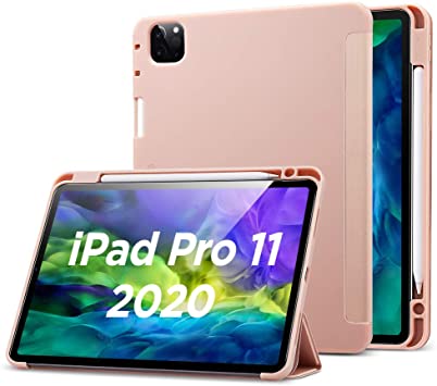 ESR for iPad Pro 11" Case 2020 & 2018 with Pencil Holder, Rebound Pencil iPad Case with Soft Flexible TPU Back Cover, Auto Sleep/Wake, and Multiple Viewing Stand Modes - Rose Gold