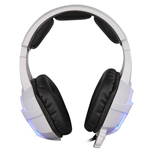 LETTON G1 3.5mm Wired Stereo Lightweight Over Ear Gaming Headphones Stereo Headsets with Microphone PU Ear-pad for Laptop PC/MAC/Laptop(White)Normal Edition