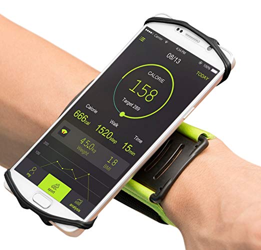Sports Wristband Cell Phone Holder for iPhone X iPhone 8 8Plus 7 7 Plus 6S 6 5S Samsung Galaxy S8 Plus S7 Edge, Google Pixel, 180°Rotatable Armband for Hiking Cycling Running Workout-Green