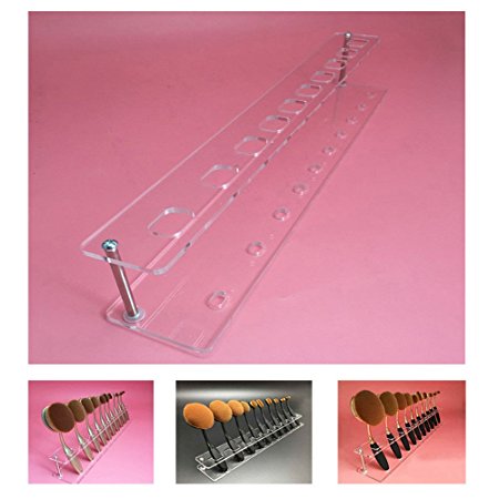 Fullkang Clear Acrylic 10 Lattices Cosmetic Shelf 10pcs Brush Storange Place Organizer