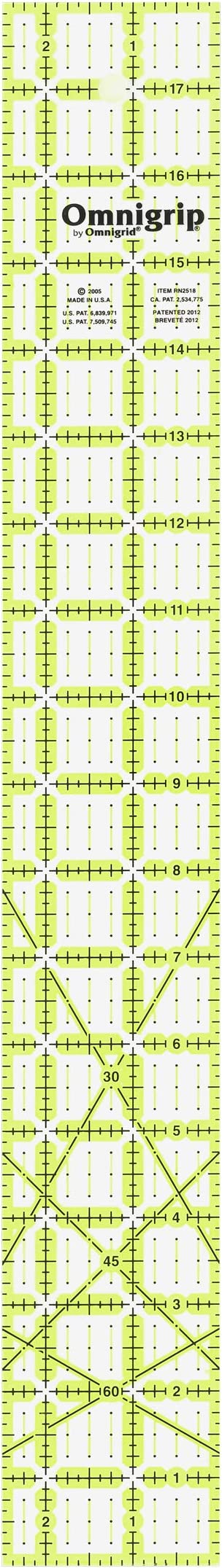 Dritz RN2518 Omnigrip 2-1/2-Inch by 18-Inch Non-Slip, Quilter's Ruler