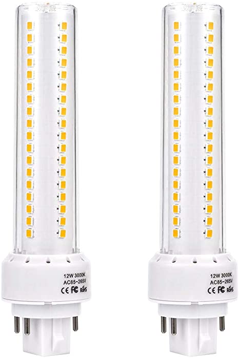 LEGELITE 2 Pack GX24 Led Bulbs 12W 1200Lumen 85-265V AC 3000K Warm White(Remove/Bypass Your Ballast)