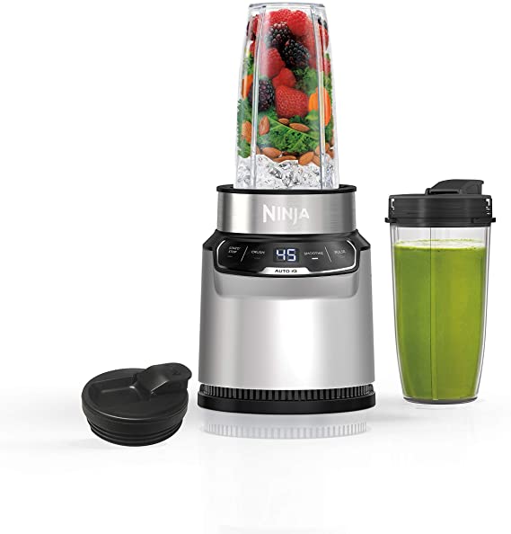 Ninja (BN401) Nutri Pro with Auto-iQ, 1100-Peak-Watt, Personal Blender, Cloud Silver