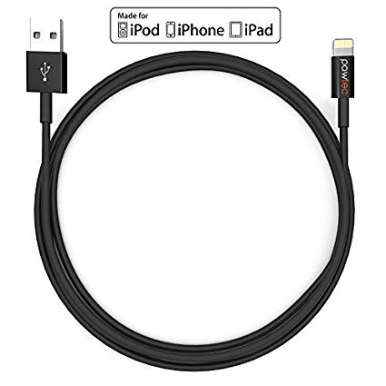 [Apple MFi Certified] Pawtec Premium Lightning USB Charge Sync Cable - 3.3 Feet / 1 Meter Ultra Slim for iPhone XS/XS Max/XR / X / 8/8 Plus / 7/7 Plus / 6s 6, iPad Pro/Air / Mini 3 (Black)