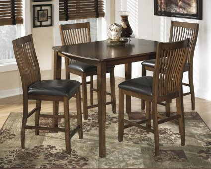 Signature Design by Ashley D293-223 Stuman Collection Counter Height Dining Room Table and Barstools, Set of 5, Medium Brown