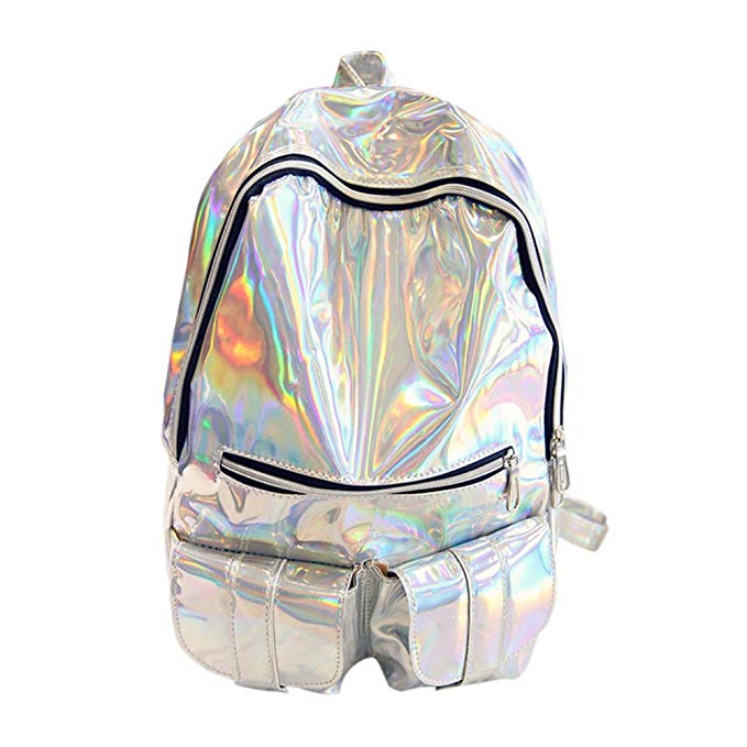 Remeehi Rainbow Hologram Bling Gitter Casual Backpack School Bag