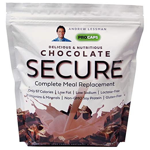 Andrew Lessman Secure Soy Complete Meal Replacement - Chocolate 100 Servings (Bag) – Only 67 Calories, 7 Grams Non-GMO Soy Protein, Vitamins & Minerals, Low-Fat, Nutritious & Delicious, Instant Mix