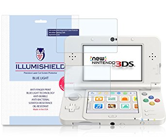 New Nintendo 3DS Screen Protector (Standard Version,2015)[2-Pack], iLLumiShield - (HD) Blue Light UV Filter / Premium Clear Film / Anti-Fingerprint / Anti-Bubble Shield