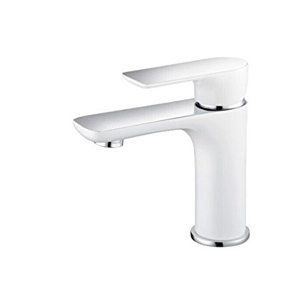 Dailyart 9/16 Single Handle Bathroom Sink Faucet Lavatory Faucet for Bathroom Basin Mixer, White Finish, Solid Brass