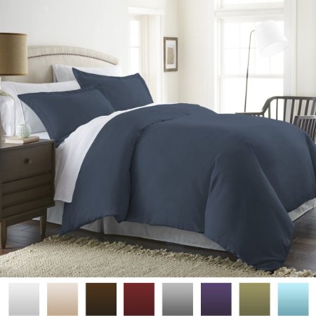 Beckham Hotel Collection® Luxury Soft Brushed 1800 Series Microfiber 3 Piece Duvet Cover Set - King/Cal King, Navy