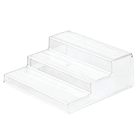 InterDesign Linus Plastic 3-Tier Organizer, Spice Rack for Kitchen Pantry, Cabinets, Countertops, Vanity, Office, Craft Room 10" x 8.75" x 3.50", Set of 4 Clear