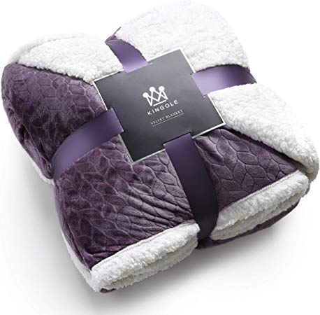 Kingole Double-Layer Reversible Luxury Sherpa Blanket, Lavender Purple King Size Extra Warm Super Soft Cozy Plush for Couch/Bed Microfiber 580GSM (108 x 90 inches)