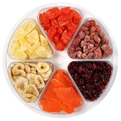 Sincerely Nuts Tropical Dried Mixed Fruit Tray | Kosher Certified Papaya Chunks, Pineapple Tidbits, Strawberries, Banana Chips, Mango Slices, and Cranberries | Supremely Fresh