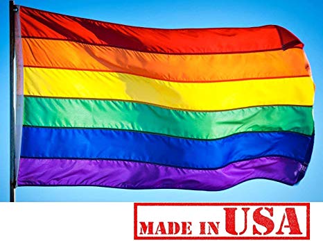 US Flag Factory - 6x10 FT Rainbow Flag (Individually Sewn Stripes) Outdoor SolarMax Nylon - Premium Quality - Made in USA - Gay Pride Lesbian LGBT (6x10 FT)