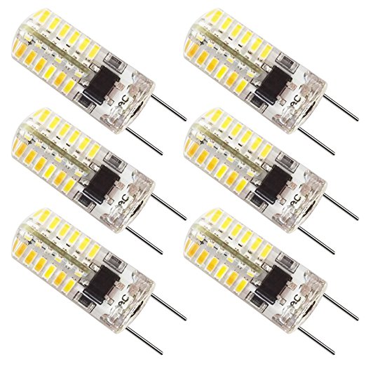 ZEEFO G8 LED Bulbs, Dimmable 110V 2.5W Warm White 3000K, 48 X 3014 SMD Energy Saving Light Bulbs (20W Halogen G8 Led Bulb Equivalent) for Light Fitting, under counter kitchen lighting (6 Pack)